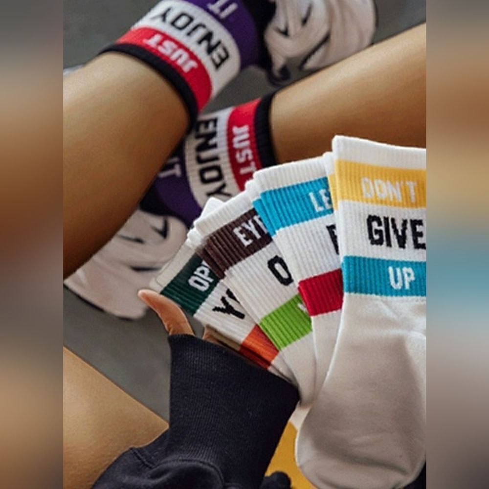 High Fashion Letter Printed Socks Women's 5 count